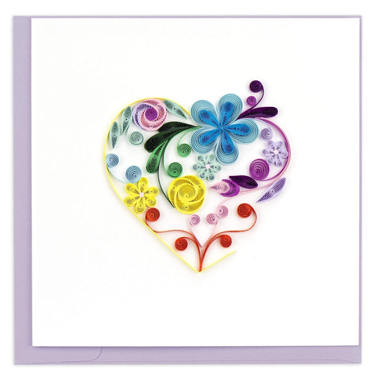 Quilled Floral Rainbow Heart Card
