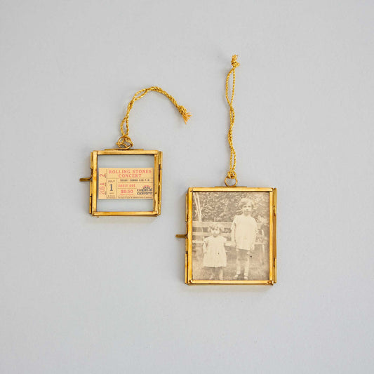 Alia Square Glass Hanging Gold Photo Frame - Handmade