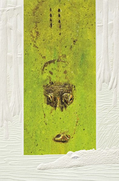Gator in Duckweed is a belated birthday card featuring wildlife artwork by Roger Bansemer. Pumpernickel Press. Made in USA. Includes 1 card and 1 envelope. 8-1/4" x 5-3/8"