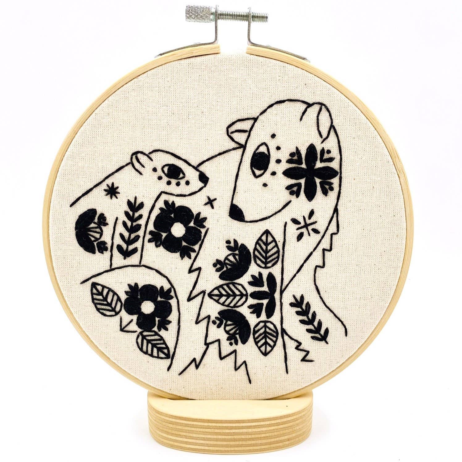 Folk bear embroidery kit by Hook, Line & Sinker