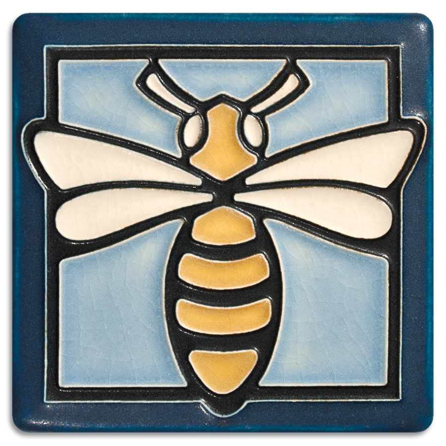Bee – 4x4 art tile - Light Blue
