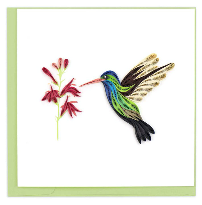 Broad-billed Hummingbird greeting card by Quilling Card. Certified Fair Trade art cards handcrafted in Vietnam.