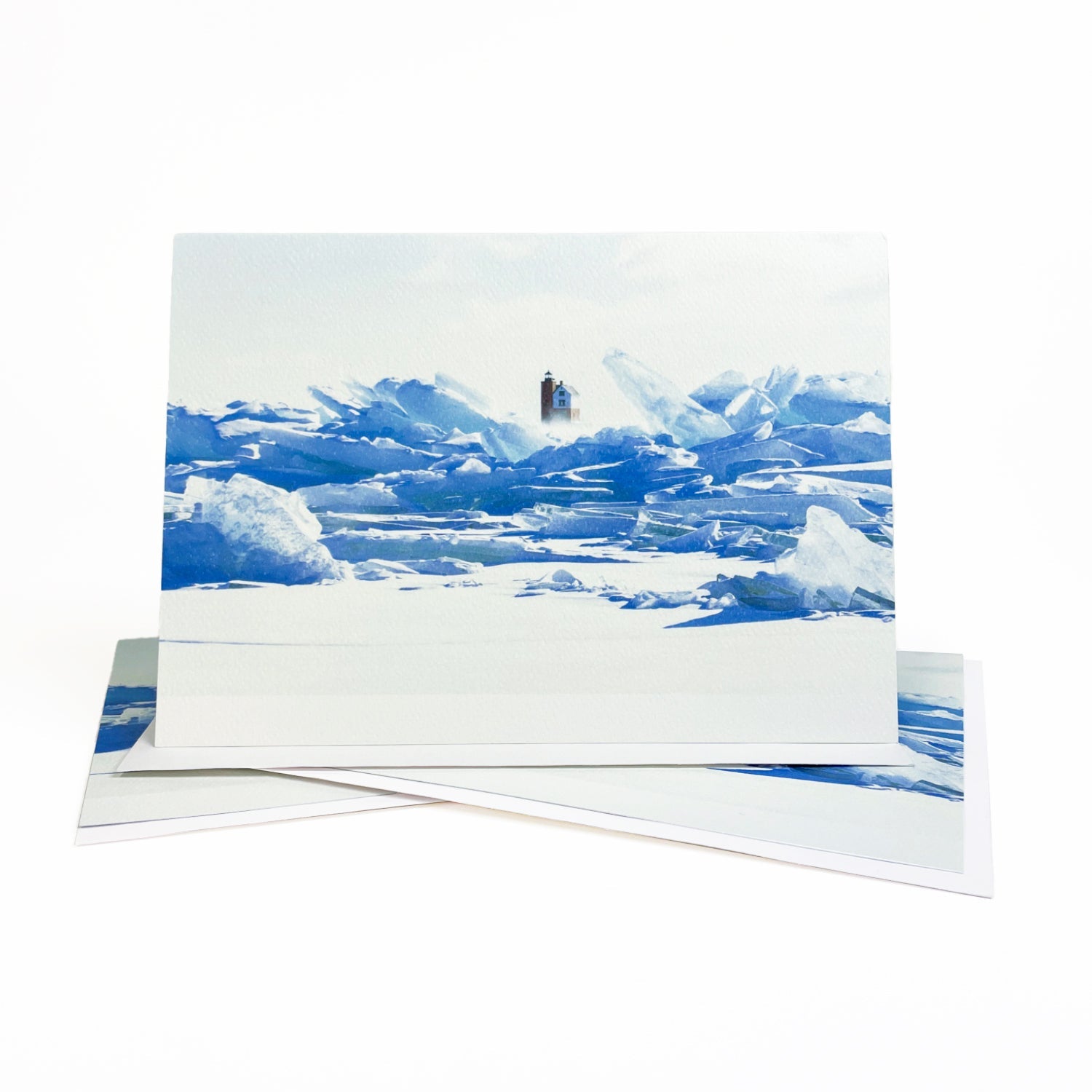 Mist Over Blue Ice Greeting Card by Jennifer Wohletz of Mackinac Memories. 