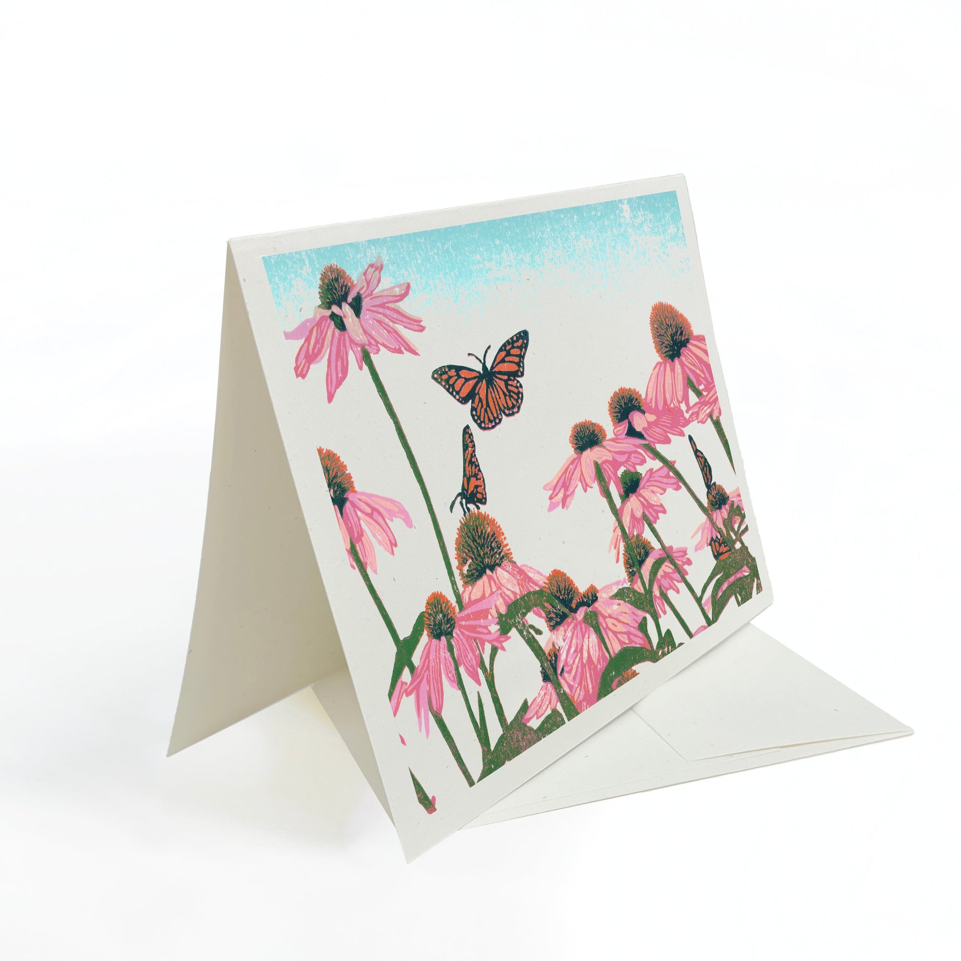 A casually elegant card featuring floral art by Natalia Wohletz titled Coneflower Patch.