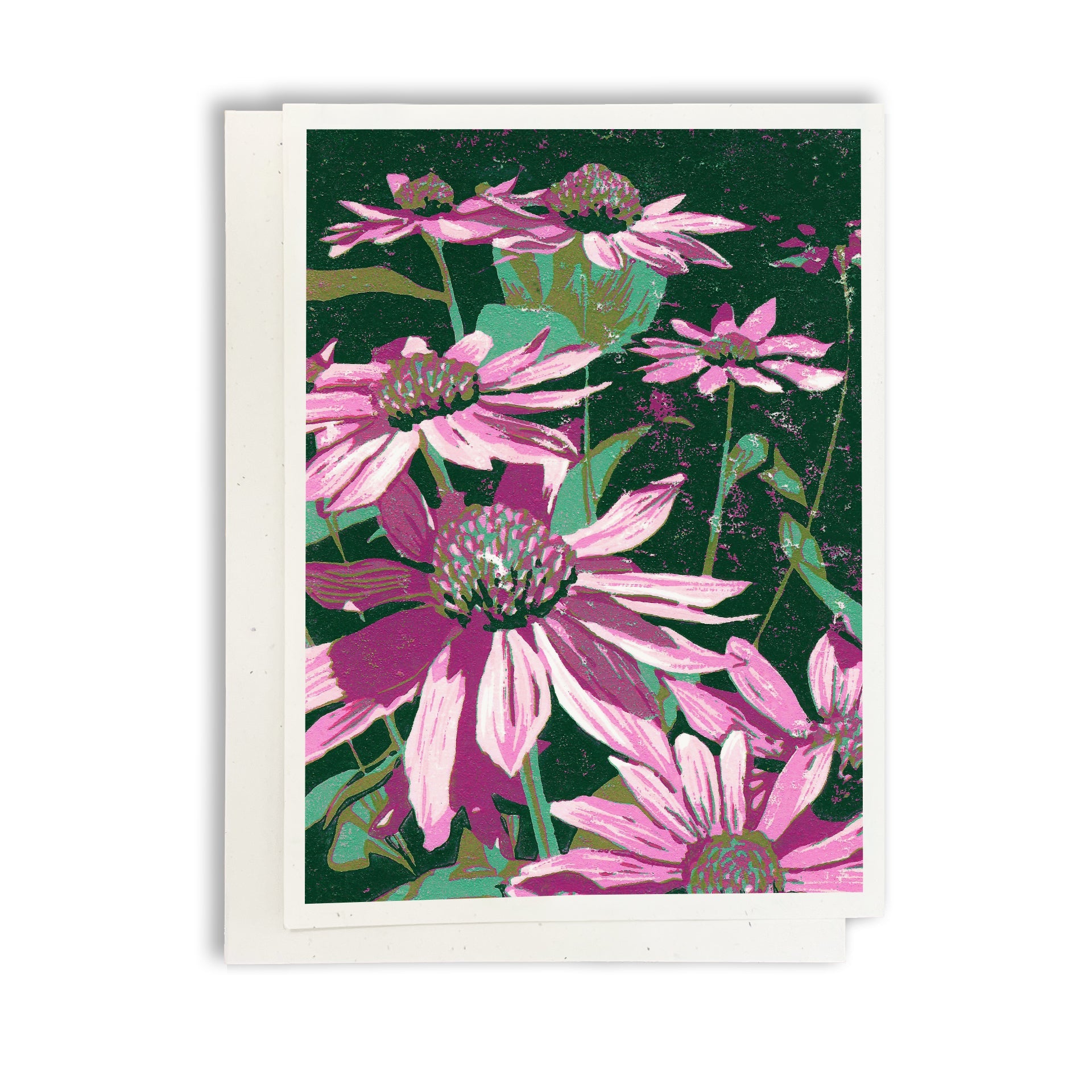 A casually elegant card featuring floral art by Natalia Wohletz titled Echinacea.