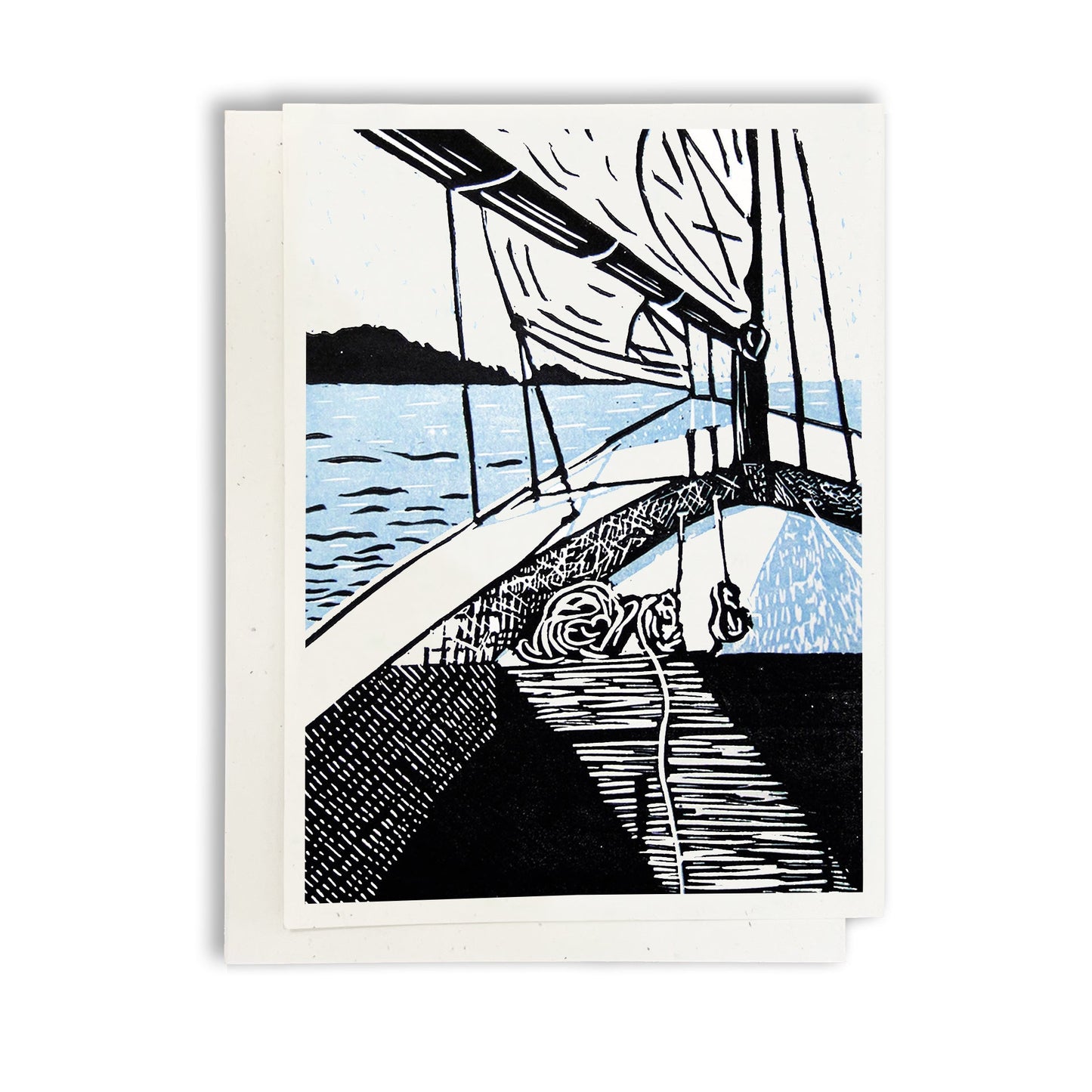 A casually elegant card featuring sailing art by Natalia Wohletz of Peninsula Prints titled To My Estella.