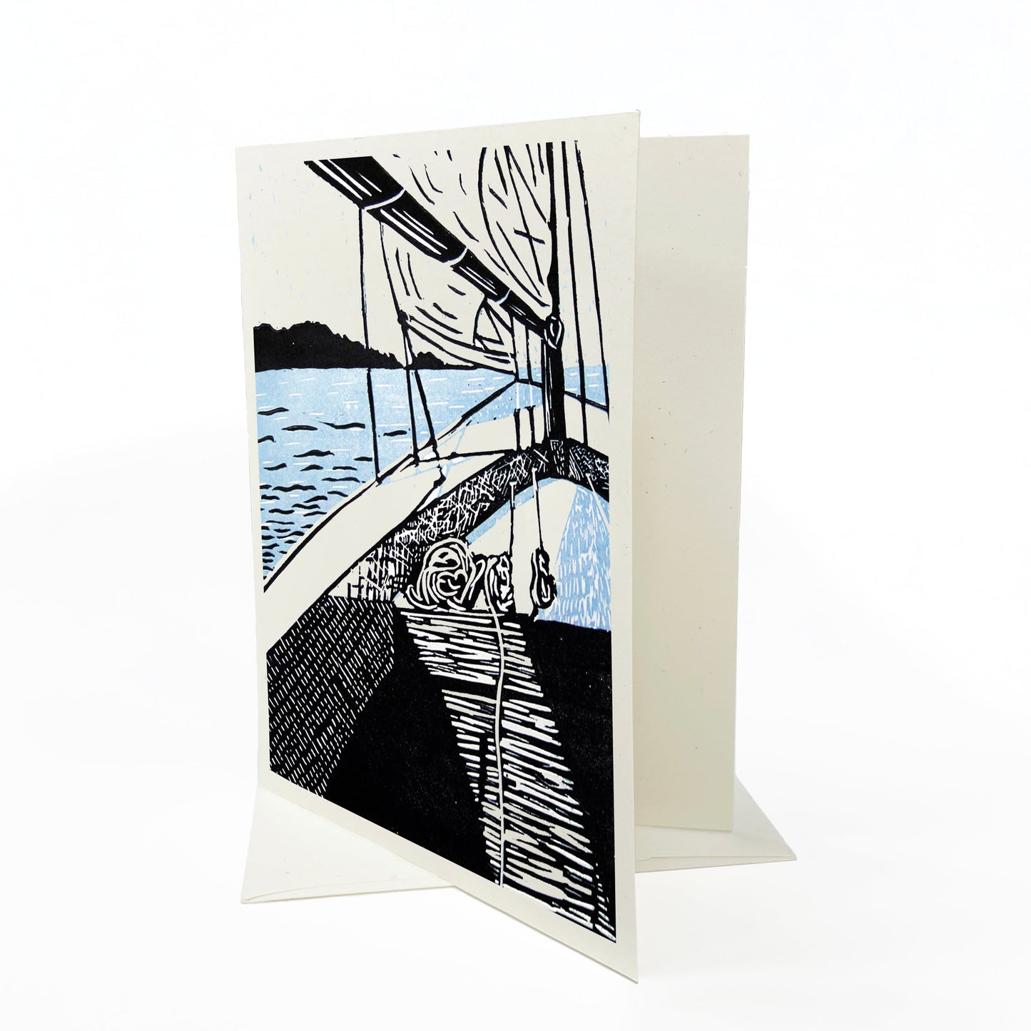 A casually elegant card featuring sailing art by Natalia Wohletz of Peninsula Prints titled To My Estella.