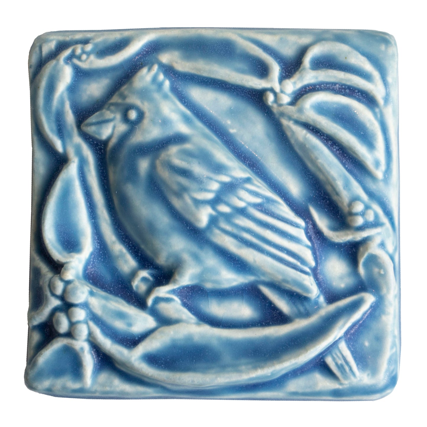 cardinal bird whistling frog ceramic art tile
