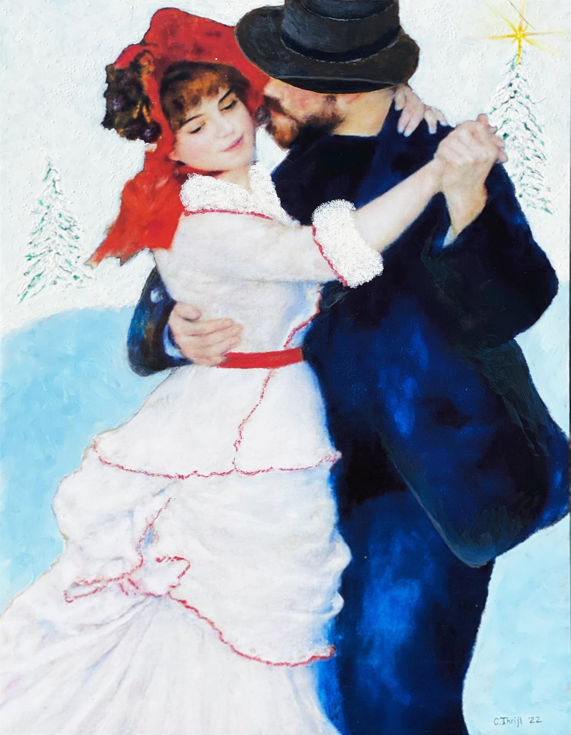 "Holiday-ified" Art Print of Pierre-Auguste Renoir's "Dance at Bougival" by Charles Thrift