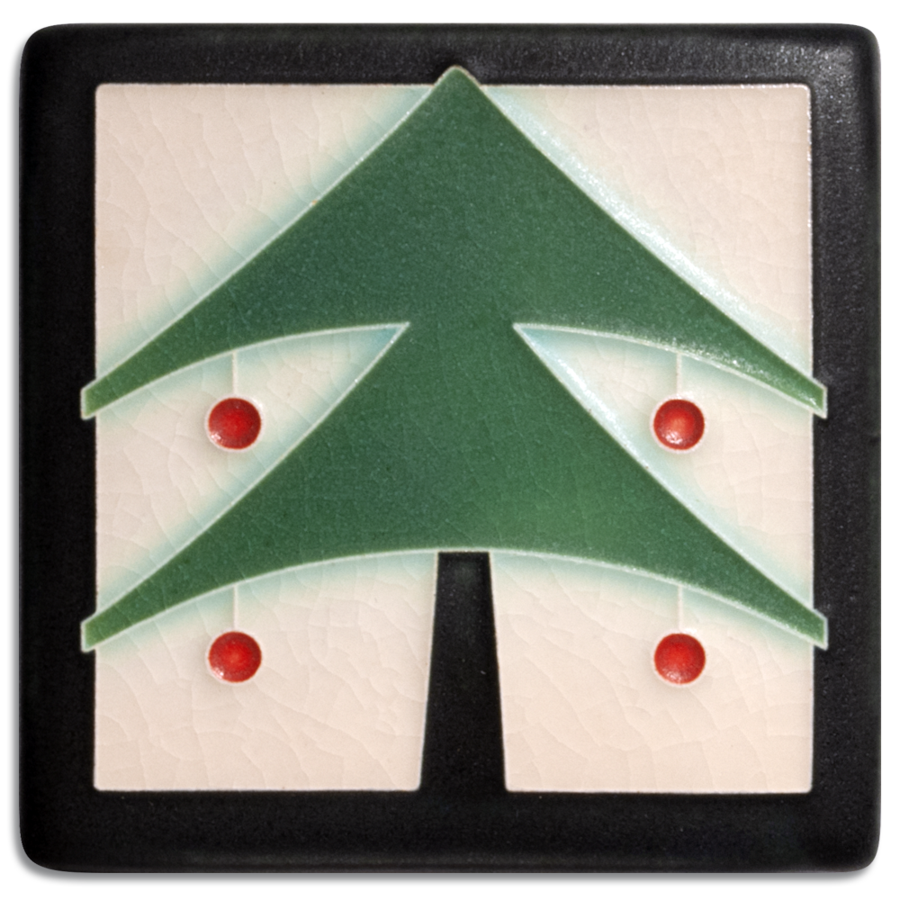 Christmas Tree 4x4 art tile by Motawi.  Handmade in Michigan.