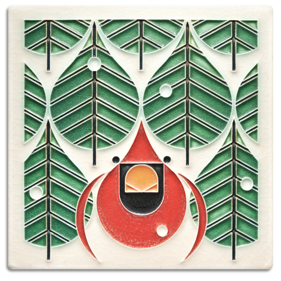 Coniferous Cardinal – 6x6 art tile
