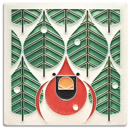 Coniferous Cardinal – 6x6 art tile