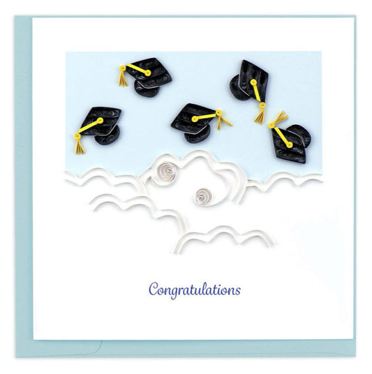 Quilled Flying Graduation Caps Card