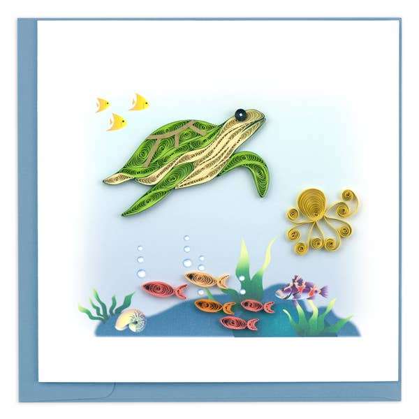 Quilled Green Sea Turtle Card