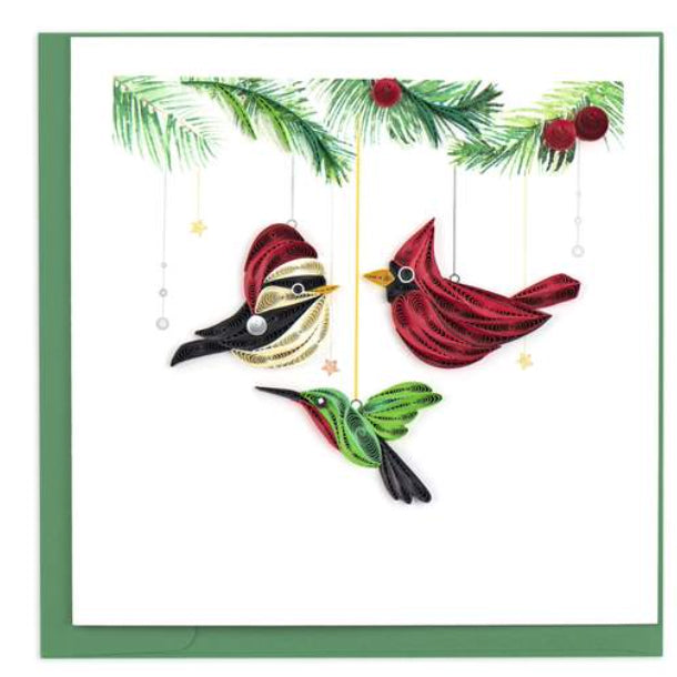 Holiday Bird Ornaments Quilling CArd