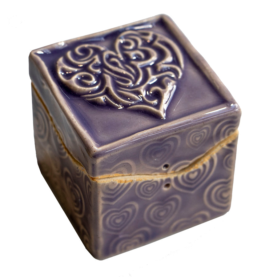 Purple Heart Itty Bitty box by Black Cat Pottery