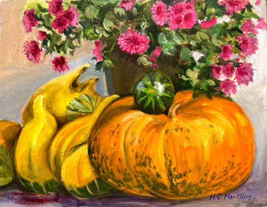 Pumpkin & Flowers - oil