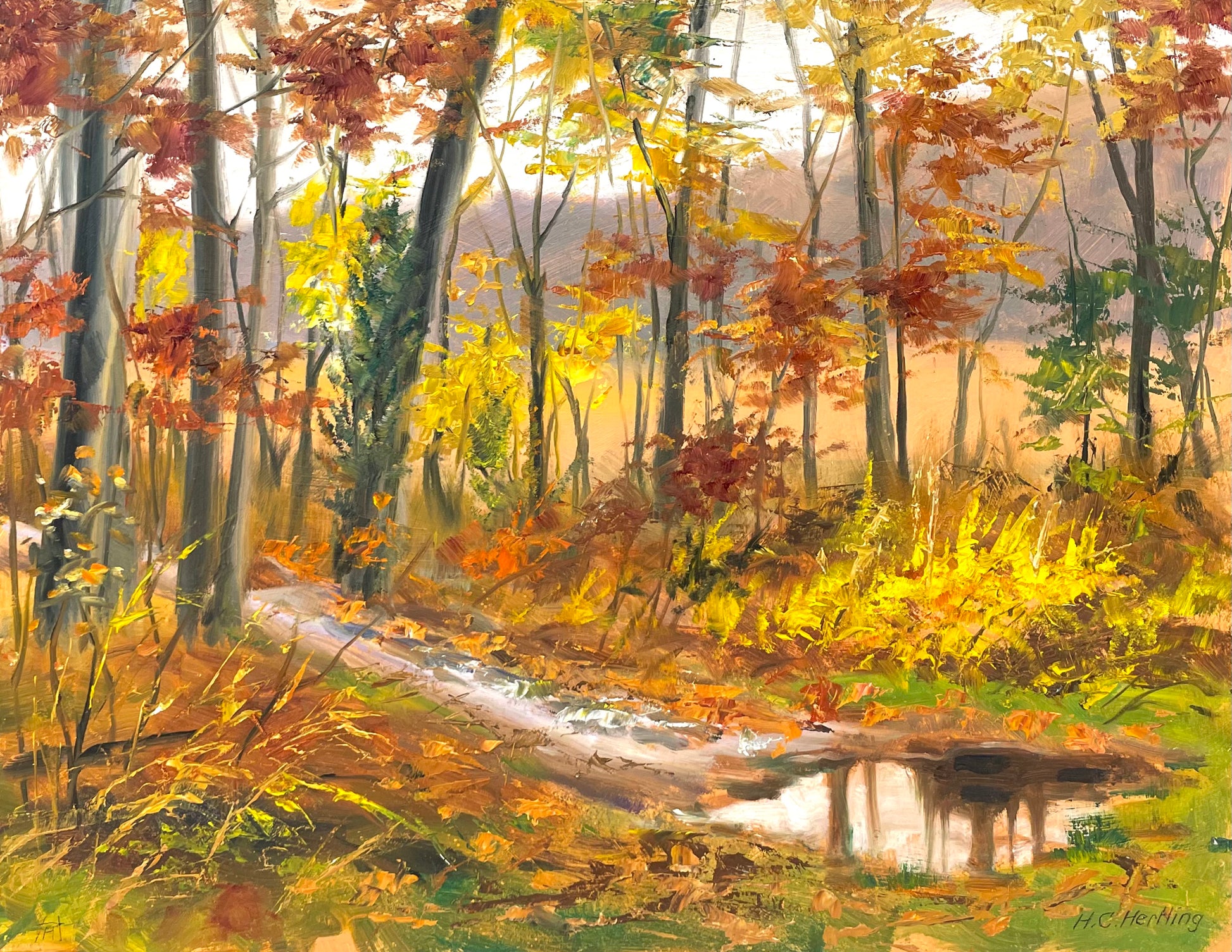 Fall Colors II, plein air oil painting by Heiner Hertling.