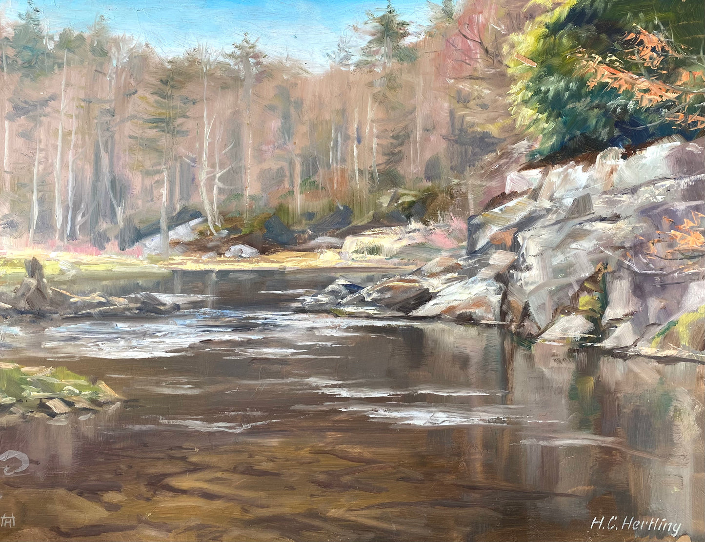 river rocks II Heiner Hertling Oil Painting Plein Air