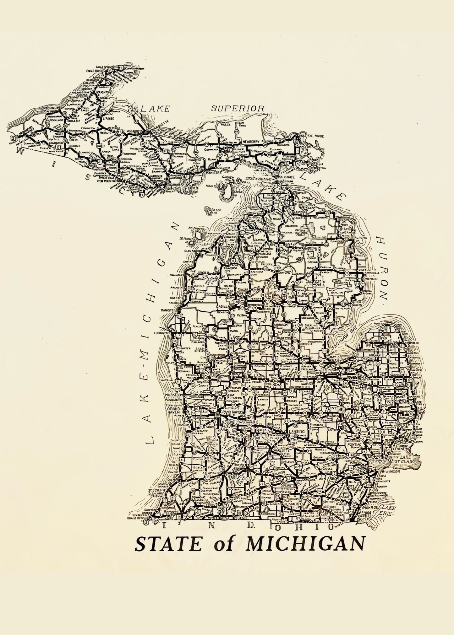 Vintage Michigan Map – art print