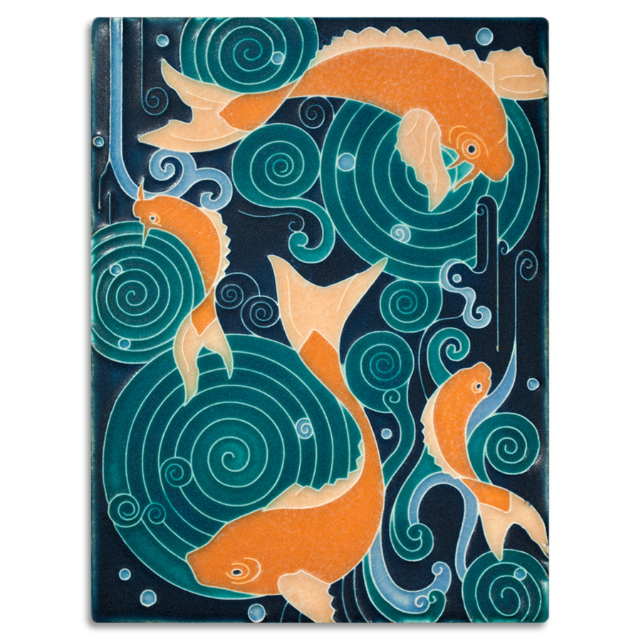 Koi Pond Turquoise – 6x8 art tile