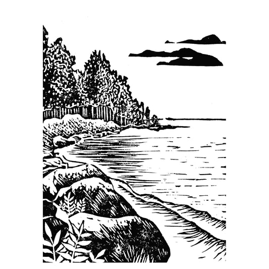 Lakeside living art by Michigan printmaker Natalia Wohletz of Peninsula Prints in Milford & Mackinac Island, titled Peninsula.