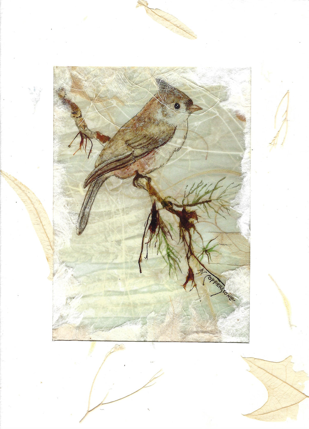 Titmouse - Mixed media fine art print by Janice A. Copperstone of Milford, Mich. 