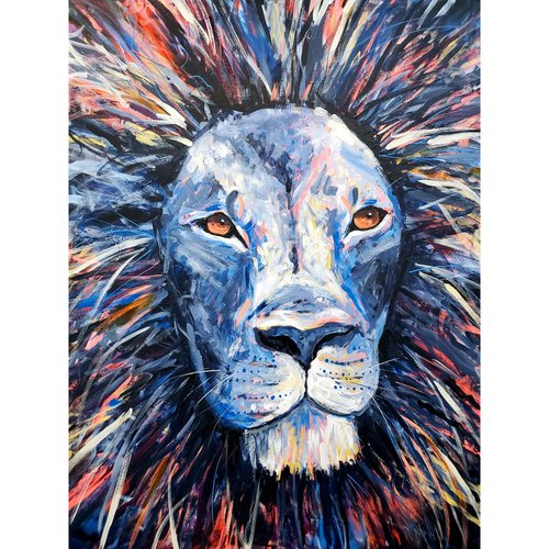 Lion No. 4 (Periwinkle) - fine art print