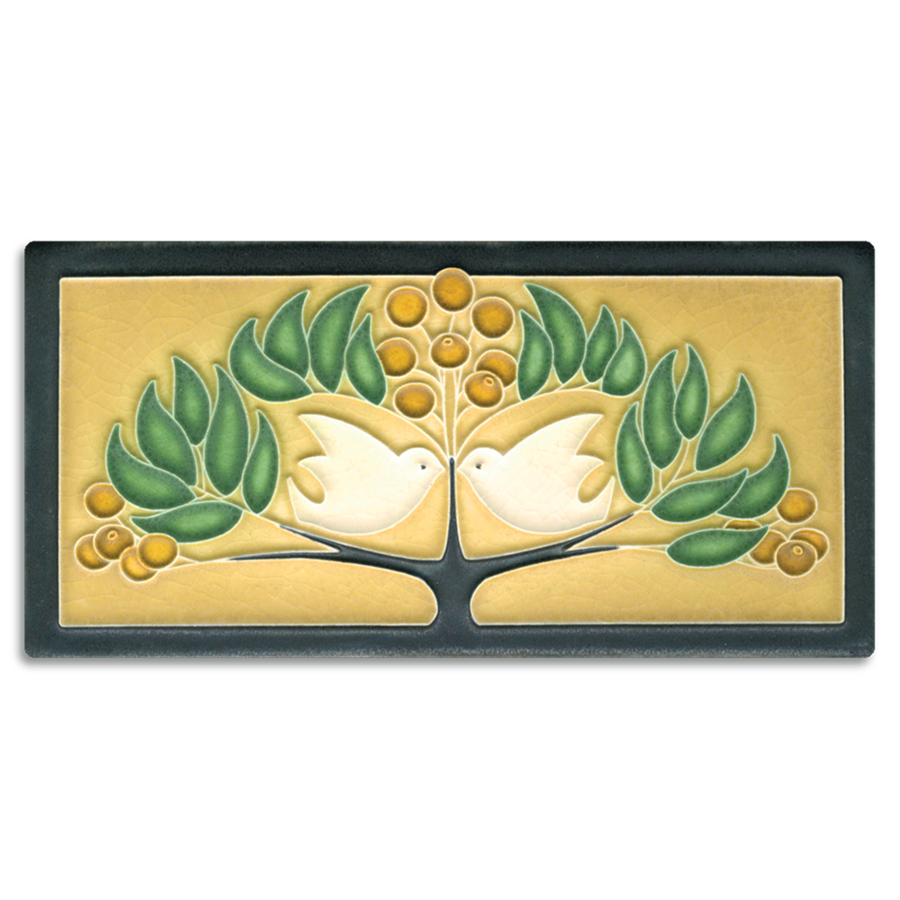 Lovebirds (Green Oak) – 4x8 art tile