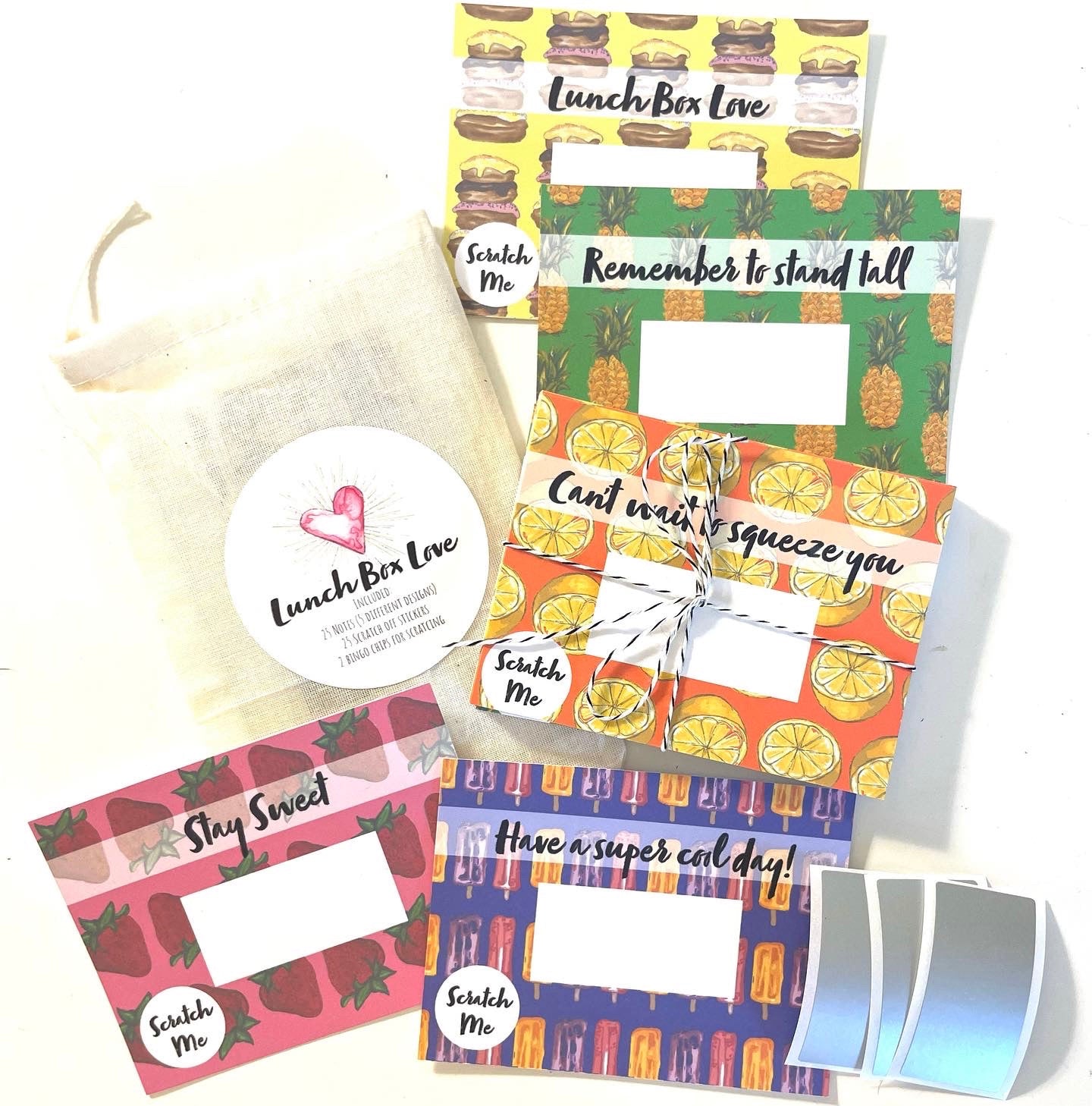 These adorable cards will bring a smile to any child's face! Kids (and grown ups for that matter) love notes in their lunch boxes. This set of 25 cards is very unique and really adds so much fun to their day! 