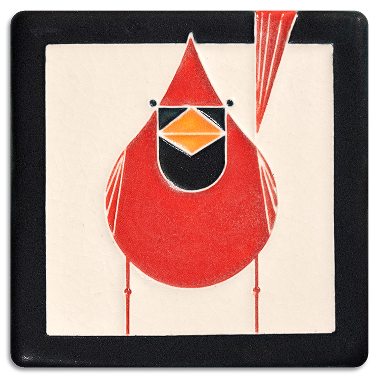 Male Cardinal 4x4 #4470 by Motawi. 