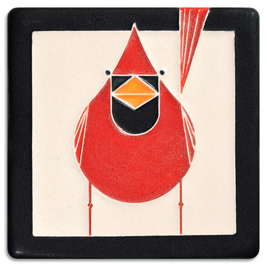 Male Cardinal 4x4 #4470 by Motawi. 