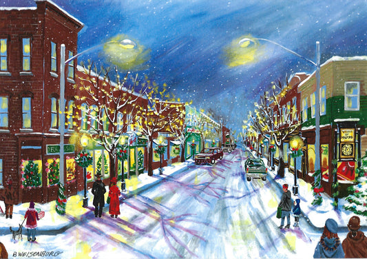 Milford Nights, a fine art print of an acrylic painting by Barbara Weisenburg of Milford, Michigan. 