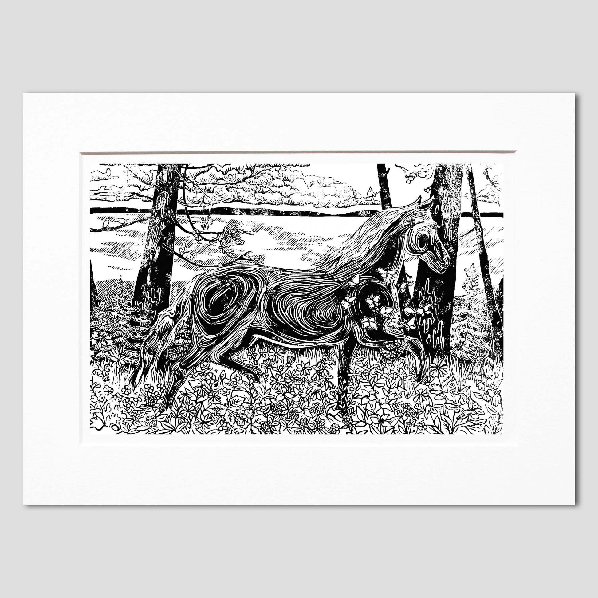 Horse art by Natalia Wohletz of Peninsula Prints, Milford & Mackinac Island, Michigan, titled Morning Frolic #1.