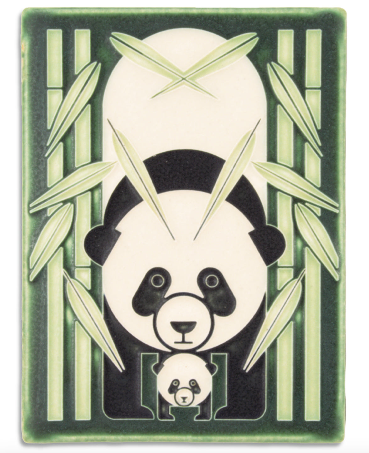 6x8 Panda Panda is based on a T-shirt design (and later a print) by Charley Harper. This sweet homage to panda parenthood is part of our extensive Charley Harper by Motawi line.