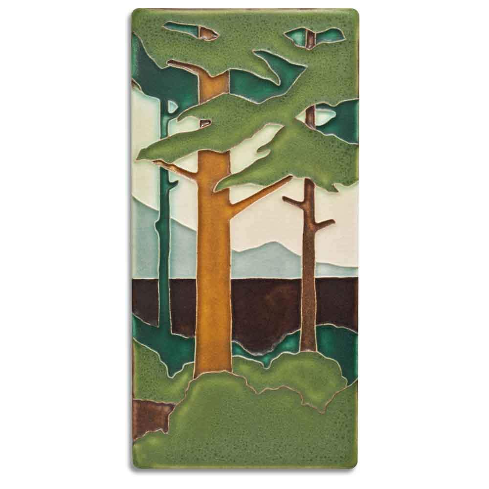 Spring Pine Landscape Vertical 4x8 #4820 by Motawi. 