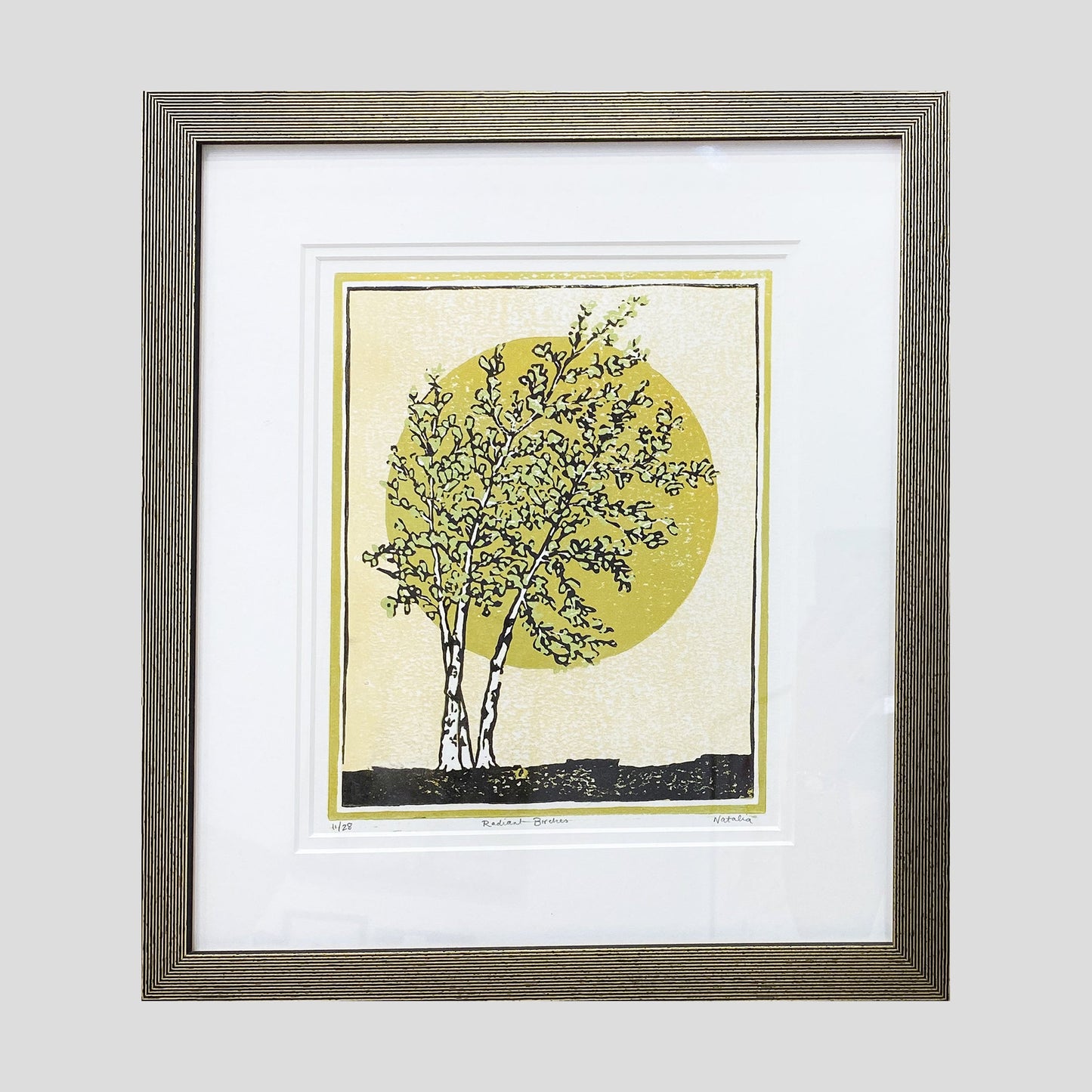 Radiant Birches Original Block Print by Natalia Wohletz of Peninsula Prints.