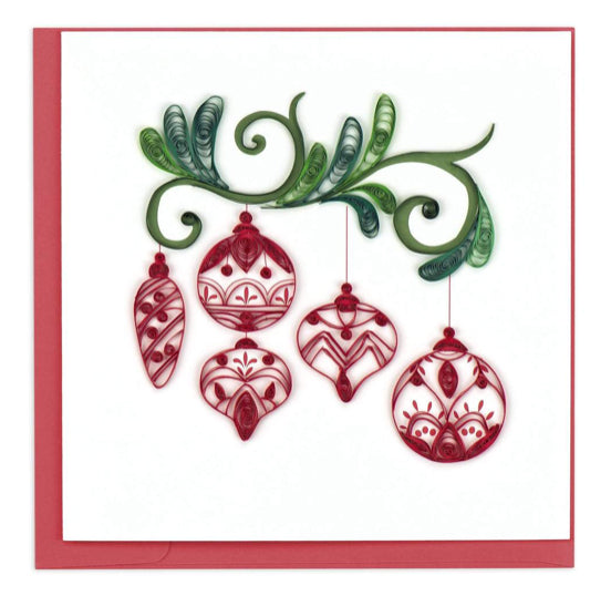 Red Ornaments Quilling Card