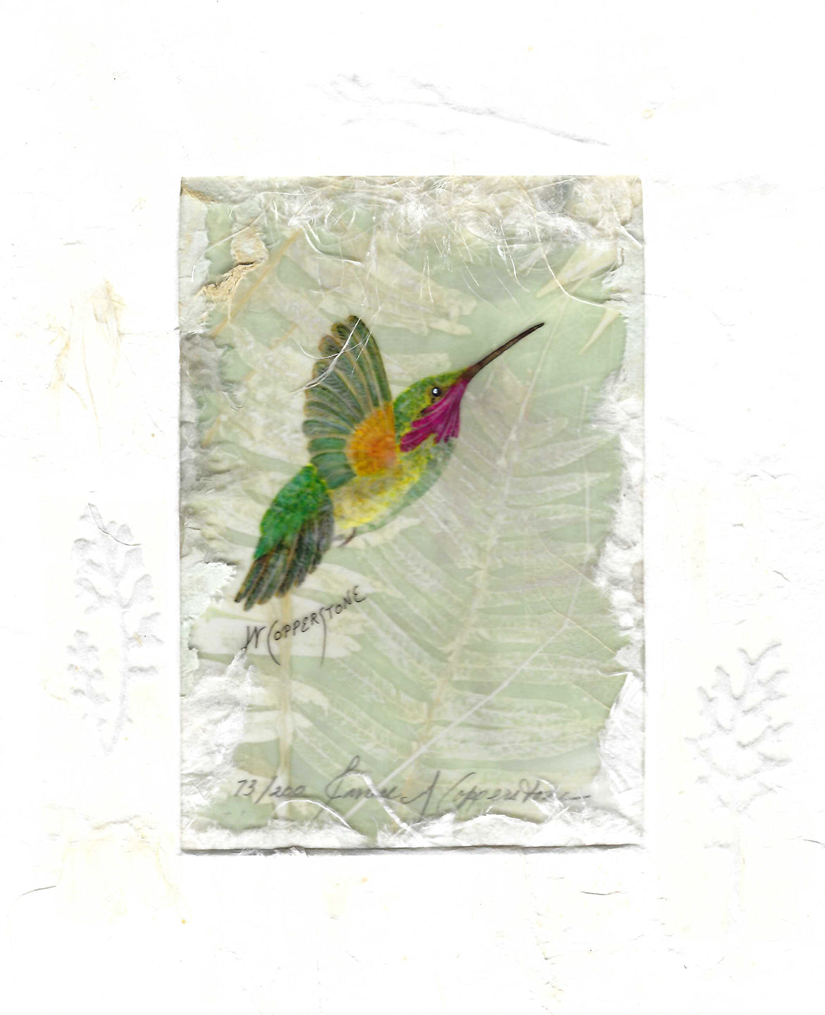 Hummingbird mixed media fine art print by Janice A. Copperstone of Milford, Mich. 