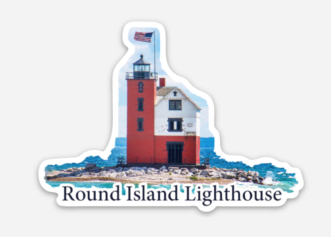 Round Lighthouse Sticker Round Island Lighthouse Vinyl Sticker – Main Street Art