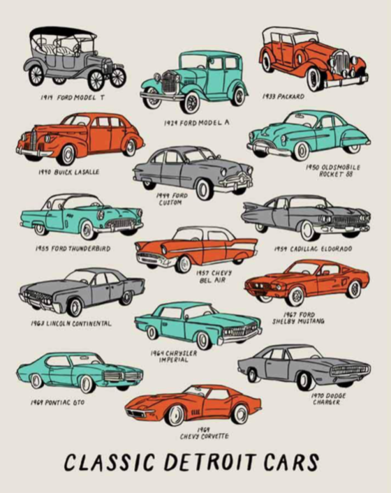 Classic Detroit Cars – art print