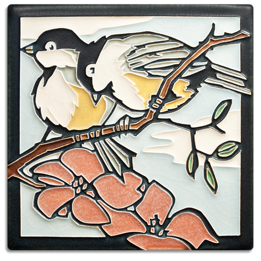Spring Chickadees 6x6 #6685 by Motawi. 