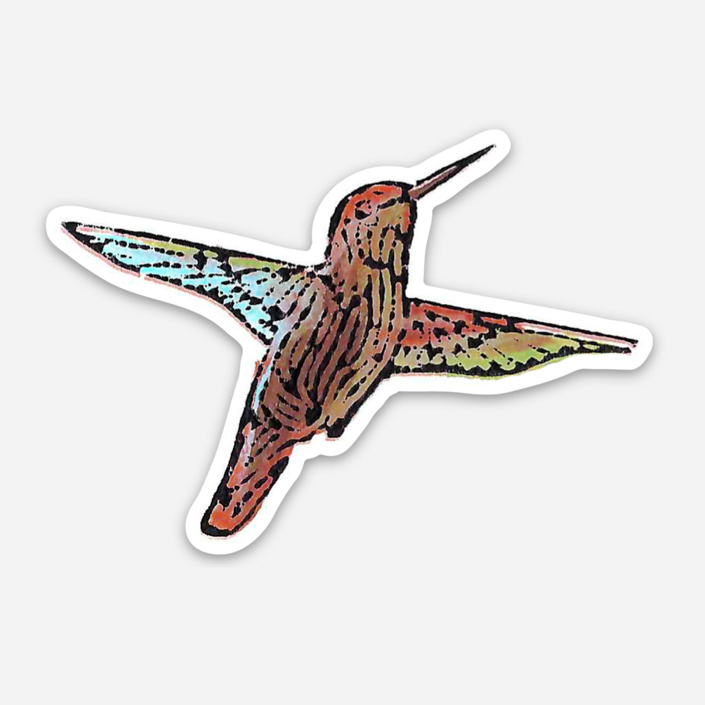 Hummingbird Vinyl Sticker by Mackinac Island Artist Natalia Wohletz of Peninsula Prints.