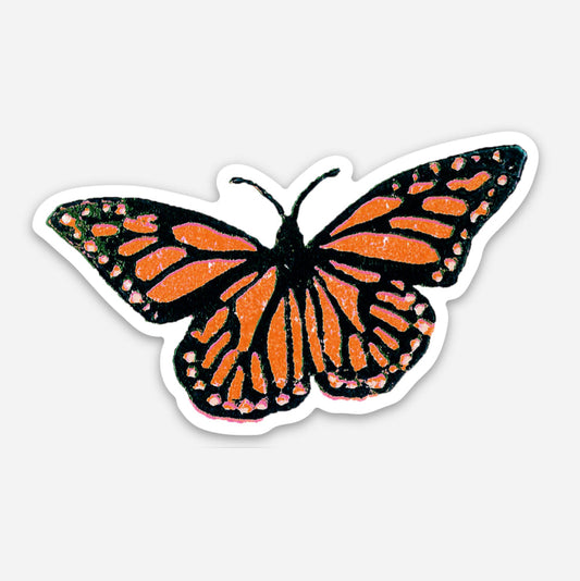 Monarch Butterfly Ornament, Embroidered Wool Christmas Decor