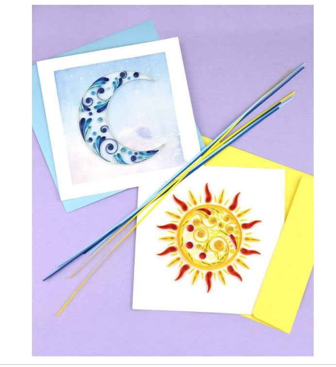 Sun and Moon. Handcrafted quilled art cards that are truly a work of art.  Certified Fair Trade made in Vietnam.