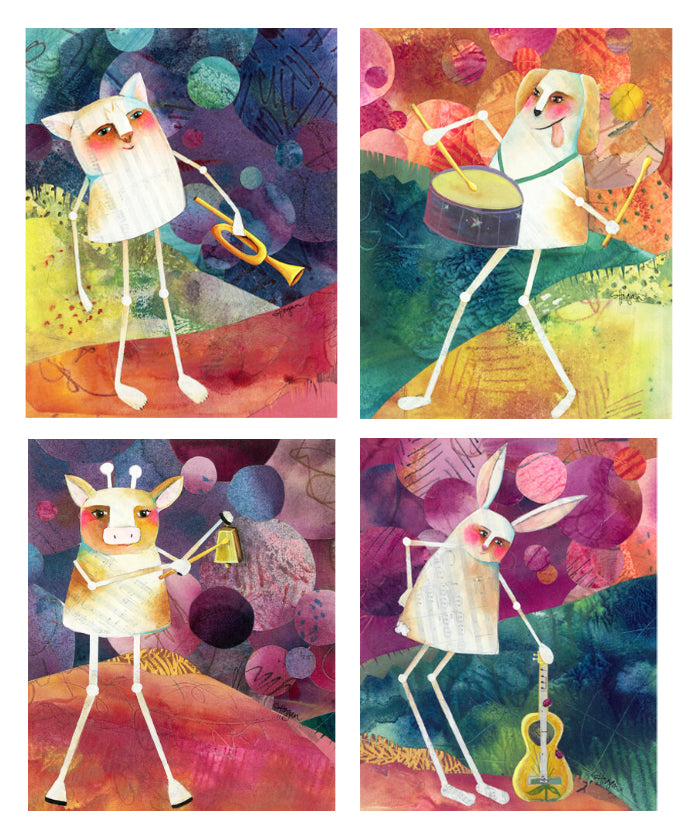 The Music Within Us. Perfect music and animal themed artwork for a child's room. 