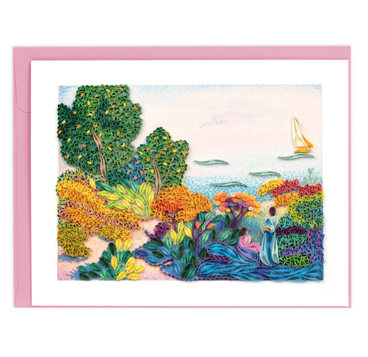 Two Women by the Shore, Mediterranean Quilling Card.
