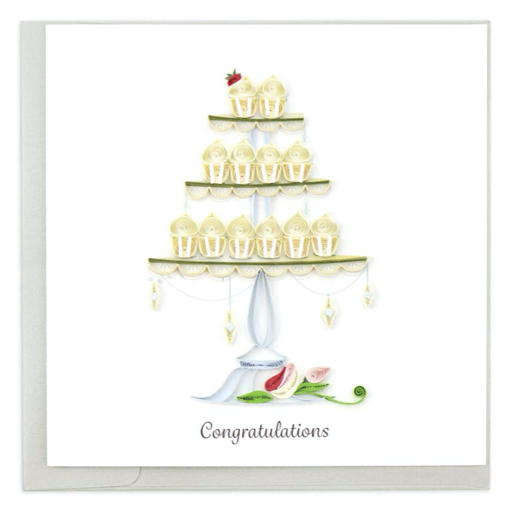 Quilled Wedding Cupcake Tower Card
