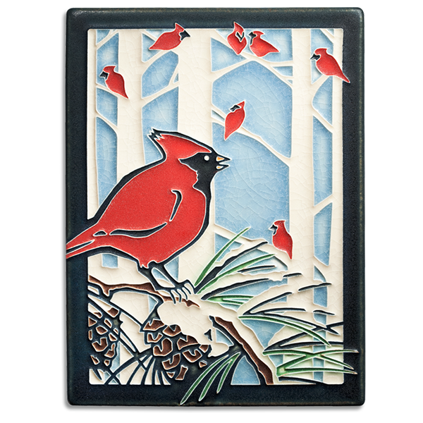 Standard Winter Cardinals 6x8 #6811 by Motawi. 