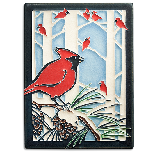 Standard Winter Cardinals 6x8 #6811 by Motawi. 